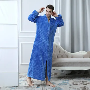Albastru de Iarnă halate de baie Femei Bărbați Haina de Toamna Iarna Cald Maneca Lunga Flanel Halat de sex Feminin Pijamale Saloane Homewear Pijamale