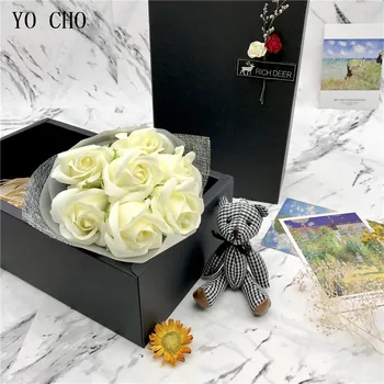 YO CHO 7pcs Săpun Parfumat RoseFlower Petale de Urs în Cutie Cadou De Valentines Nunta Îndrăgostiților, Ziua mamei, Cadouri de Trandafir Floare de Săpun