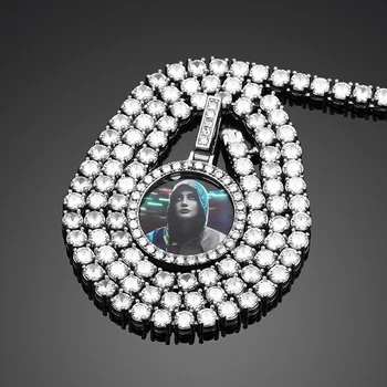 Rafinat Mic Cerc Imagine Personalizat Medalioane Pandantiv Colier Pentru Iubitor de Femei, Bărbați Hip Hop Bijuterii Cristal Cubic Zircon