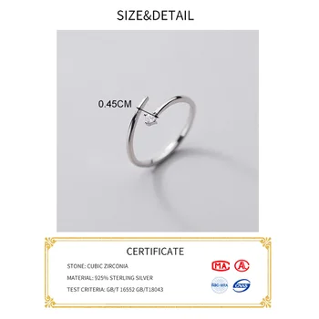 Real Argint 925 Placat Cu Linie Inel Reglabil Pentru Femei De Moda De Petrecere Minimalist Bijuterii Fine Hiphop Accesorii