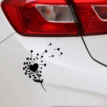 Autocolant auto Iubesc Inima de Flori de Moda din PVC Accesorii Auto Decor Autocolant protecție Solară rezistent la apa, Negru/Alb,17cm*16cm