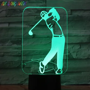 Copii Lumina de Noapte Led Sport Jucător de Golf Figura Cameră Lampă Decorativă pentru Ziua Adult Idee de Cadou Copii, Masă de Noapte, Lampă 3d