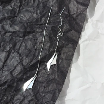 Singura Amintire Geometrice Triunghi Ciucure Lung Ureche Sârmă de Argint 925 de Moda de sex Feminin Legăna Cercei SEA670