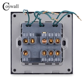 Coswall 3 Banda 2 Mod On / Off Întrerupător de Lumină LED Indicator Trece Prin Comutator Pornit Cavalerul Negru Metalic din Aluminiu Panou