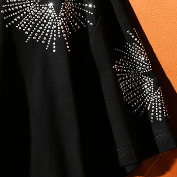 Vara Vrac Haine Europene T-cămașă Strălucitor de Moda Diamante Steaua Femei Topuri de Bumbac Tricou Bottom de Mari Dimensiuni S-5XL Teuri T06709