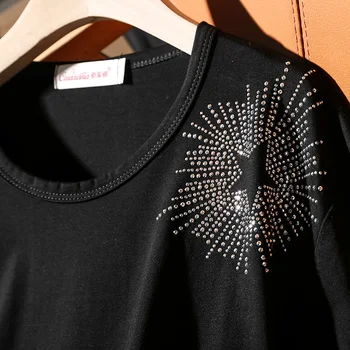 Vara Vrac Haine Europene T-cămașă Strălucitor de Moda Diamante Steaua Femei Topuri de Bumbac Tricou Bottom de Mari Dimensiuni S-5XL Teuri T06709