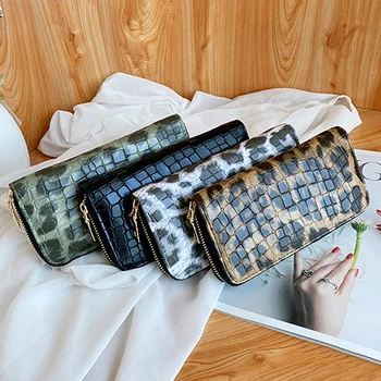 Noul Leopard Lung Portofel Femei din Piele PU cu Fermoar Geanta de Ambreiaj Femei Portofele Moda Telefon Mobil Saci Bag Cardul