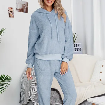 Iarna Gros De Lână Cald Seturi De Pijamale Pentru Femei Pijamale Îmbrăcăminte Acasă În Pijama Acasă Purta O Pijama Set