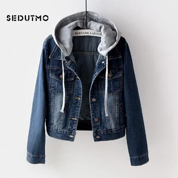SEDUTMO Plus Dimensiune 5XL Jacheta Denim pentru Femei Hanorac Prietenul Jean Strat de Streetwear Vintage de Toamna Harajuku de Bază de Îmbrăcăminte exterioară ED463