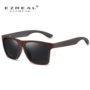 EZREAL Lemn ochelari de Soare pentru Femei ochelari de Soare Barbati Polarizati Moda Plat Obiectiv Cadru Pătrat UV400 Ochelari de Colorat Ochelari de Soare
