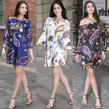Plus Dimensiune Femei Îmbrăcăminte 2017 Primavara Toamna De Moda Floare De Imprimare Femei Femei Rochie Casual Cu Maneci Lungi Rochii De Toamnă Vestidos