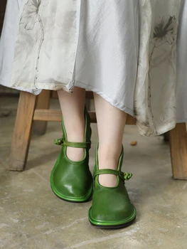 Tayunxing Manual de Pantofi de Femeie Adevărată din Piele de Mari Dimensiuni Toc mic Doamnelor Pompe Retro Confort Doamna Încălțăminte w193-19/2020-1