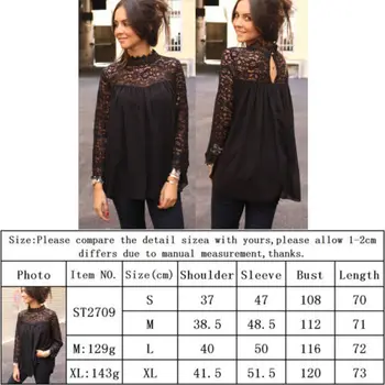 Top Dantela Bluza Casual Cu Maneca Lunga Topuri Tricou De Dantela Neagra Cu Maneci Pentru Femei De Moda Lady Îmbrăcăminte De Vară, De Toamnă