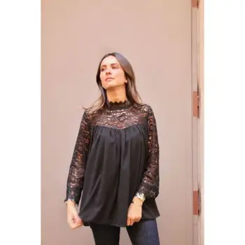 Top Dantela Bluza Casual Cu Maneca Lunga Topuri Tricou De Dantela Neagra Cu Maneci Pentru Femei De Moda Lady Îmbrăcăminte De Vară, De Toamnă