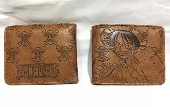 Desene animate O Bucata Portofel din piele relief pungă elevii scurt portofele cu id-ul cartelei monedă de buzunar
