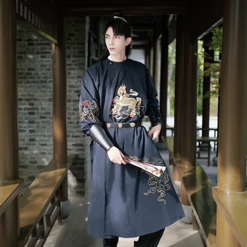 2021 antic chinez de costume barbati de performanță etapă tinuta hanfu halat de costume tradiționale chineze tipărite dans popular hanfu halat