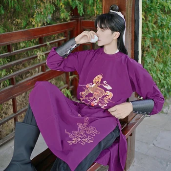 2021 antic chinez de costume barbati de performanță etapă tinuta hanfu halat de costume tradiționale chineze tipărite dans popular hanfu halat