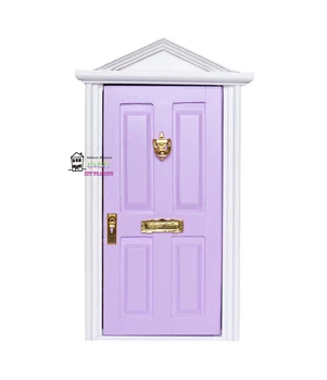 1:12 casă de Păpuși în miniatură Zână Ușa Lumina Violet în Afara deschide Păpuși Piese de Moda Cadou 3 Stil de accesorii Hardware