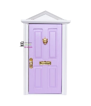 1:12 casă de Păpuși în miniatură Zână Ușa Lumina Violet în Afara deschide Păpuși Piese de Moda Cadou 3 Stil de accesorii Hardware