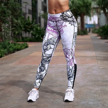 Moda Sport Pantaloni De Yoga Pentru Femei Flori Sală De Imprimare Jambiere De Fitness Pantaloni Sport Mozaic Poliester Sexy Mujer Yoga Jambiere
