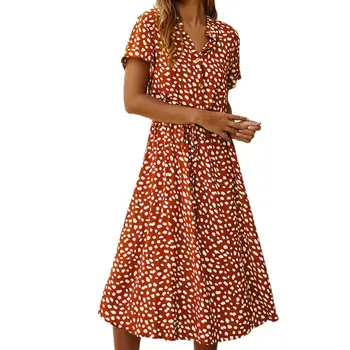 Dulce Dot Print-O Linie Rochie de Vara V-Gât Wrap Arc TieDress 90 Streetwear Rochii Casual Vestido Sundress