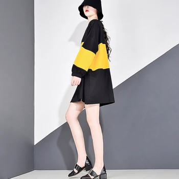 XITAO Imprimare Model Scrisoare Tricou Femei Coreea Moda 2020 Toamna Pulover Lung Elegant Zeita Fan Lovit de Culoare Tee Top WQR1768
