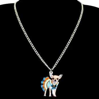 Bonsny Acrilic Albastru Rochie De Câine Chihuahua Cercei Colier Cercei Seturi De Bijuterii Copii Fată Drăguț Decor Petrecere Farmec Cadou