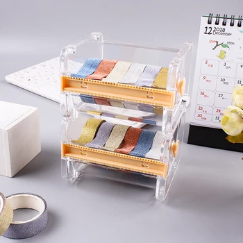 Plastic Transparent Bandă Adezivă Dispenser De Birou Desktop Caseta Suport Cu Banda Cutter Scoala Rechizite Instrument