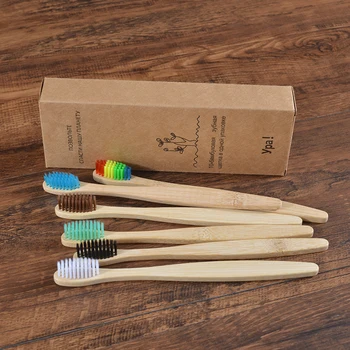10BUC Colorate Periuta de dinti Naturale de Bambus Dinte Set de perie cu Peri Moi, Cărbune de Dinti Eco Bambus Periuțe Dentare Îngrijire Orală