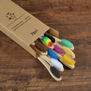 10BUC Colorate Periuta de dinti Naturale de Bambus Dinte Set de perie cu Peri Moi, Cărbune de Dinti Eco Bambus Periuțe Dentare Îngrijire Orală