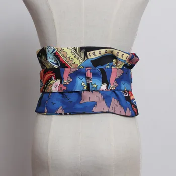LANMREM 2021 Vara panglica stil etnic imprimare cummerbunds pentru femei largă decorative cămașă rochie de pânză accesorii centura YJ754
