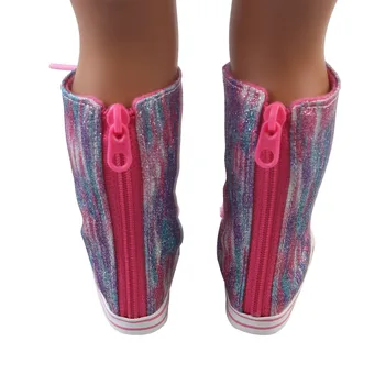 Roz Glitter18 Inch Fete Papusi Blană de Zăpadă Cizme Pantofi Pentru 43cm Baby Doll Accesoriu Fata de cel Mai frumos Cadou