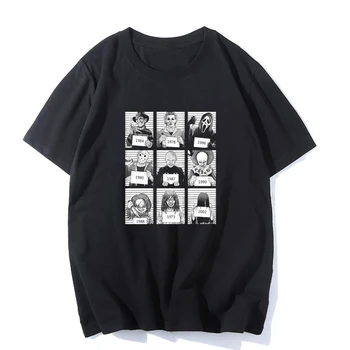 Groază Prietenii de Halloween tricou Barbati Femei Personaje de Groază Moda Topuri de Bumbac Maneca Scurta Unisex T-Shirt Camiseta Masculina