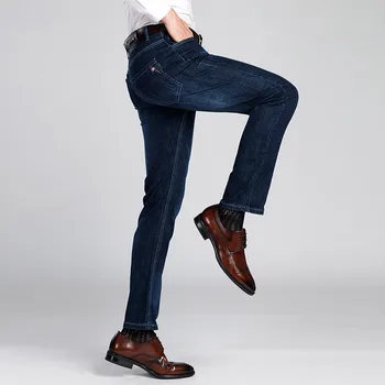 Toamna si vara noi bărbați pe plus dimensiune blugi de Elasticitate de afaceri Britanic casual drept pantaloni lungi culoare Solidă pantaloni Slim