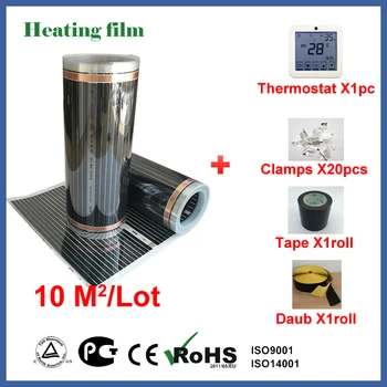 TF Departe infraroșu încălzire prin pardoseală filmul 10 metri patrati, 220V fibra de carbon podea de film de încălzire cu termostat si cablu senzor