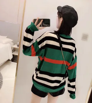 Primavara Toamna Drăguț cu Dungi Pulover Tricotate pentru Femei Pulovere Pentru Femei 2021 sex Feminin coreeană Iarna Jumper Pulover Tricoul Îmbrăcăminte