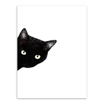 CLSTROSE Acuarelă Minimalist Kawaii Animale Pisici Negre Cap Canvas A4 Arta de Imprimare Poster Nordic Poza Perete Decor Acasă Pictura