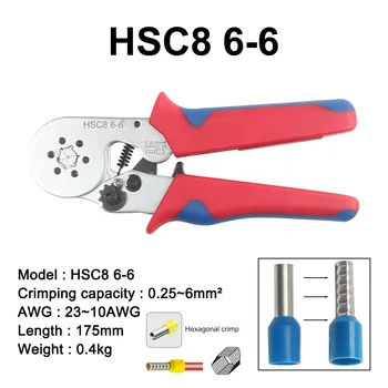 Tubulare Terminal Crimper HSC8 6-6 0.25-6 mm 23-10AWG & HSC8 6-4 0.25-10mm 23-7AWG Electrice Sertizare Clesti Scule de Mână Set
