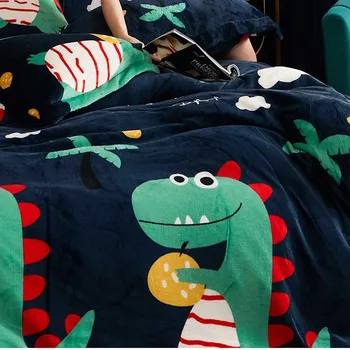 WOSTAR Iarna Flanel cald ponderat Pătură 3d de imprimare de Desene animate mini dinozaur lenjerie de pat Canapea Cuvertura de pat pentru adulti copii arunca Pături