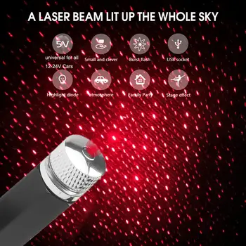 Universal USB cu LED Star Proiector Neon Atmosfera Ambientala Lampa Acoperiș Masina Lumina de Interior 5 cumparatori