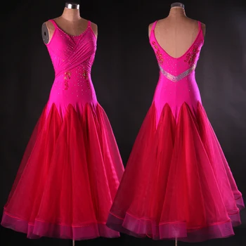 Leagăn mare Lux stras standard de bal rochie albastru/galben/rosu vals dans modern costum de performanță rochie de concurență