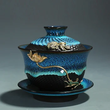 Creative Colorate Glazură Ceramică Gaiwan cu Capac Farfurie Kit de Epocă Drinkware Birou Face Ceai Negru, Ceai pentru Cadouri