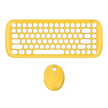 Drăguț Roz Wireless Office Keyboard Mouse Wireless 2.4 G Tastatură și Mouse-Set Rundă Cheie Capac Roz Girly Tastatura Mini-Jocuri