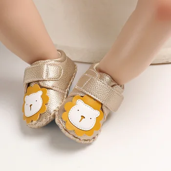 Handmade Baby Pantofi De Piele Drăguț Desen Animat Lion Copilul Pantofi Mocasini Greu De Cauciuc Unic Pantofi Prewalker Cârlig Buclă Prima Pietoni
