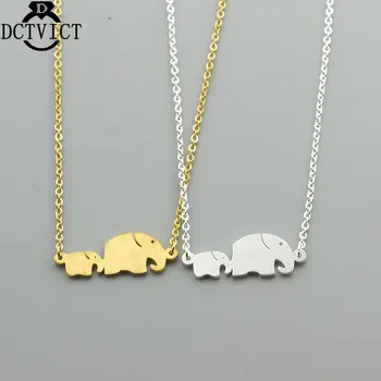 10pcs de Moda din Oțel Inoxidabil Dublu Elefant Coliere Bijuterii Femei Boem Aur Animal Colar Drop-shipping Coliere