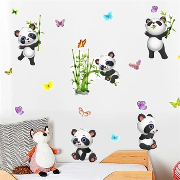Minunat desen Animat panda autocolante de perete pentru camera copiilor camera de zi dormitor de decorare perete decor acasă ușa autocolante