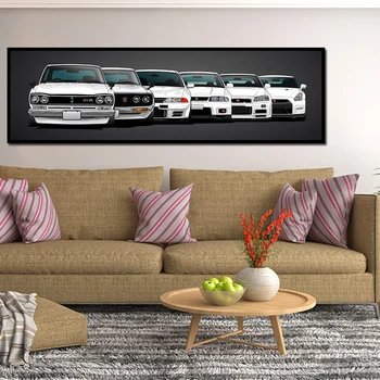 Panza Pictura HD Imprimare Modular opere de Artă Modernă 5 Piese Nissan Skyline Gtr Poze Noptiera Acasă Decorative de Perete de Arta Poster