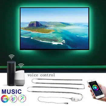Smart Wifi de Muzică LED Strip Lumini USB TV Iluminare din spate Kit cu Alexa Google Acasă 16 Culoare Schimbare LED 5050 Bias Lighting