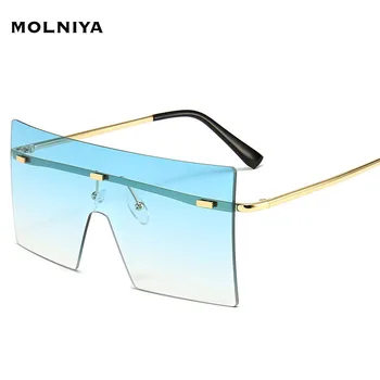 Supradimensionate fără ramă de ochelari de Soare Femei Bărbați Ochelari de Soare Ochelari de Nuante Brand de Lux Una Bucata ochelari de Soare gafas de sol