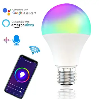 Inteligent Bec 9W RGB WIFI Lampa E27 B22 Lucra Cu Alexa/Google Casa Tuya Smart Home 110V 220V RGB Reglabile, Funcție de Cronometru